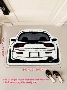 10mm Thick Soft & Fluffy Automotive Design Plush Area Rug, Doormat, Bathroom Mat - Non-Slip And Machine Washable, Black And Gray With White Wheels, Suitable For Vintage Gaming Room Decor In Living Room Or Bedroom, Comfortable And Fashionable Home Decor, Bedroom Mat Vintage Car Mat Textured Plush Mat, Living Room Mat - Car - View 16