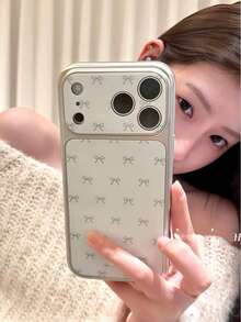 Delicate Pearl White Line Bow 17/17 Pro/17 Pro Max Phone Case, Soft Protective Cover Compatible With IPhone 16/16 Pro Max, Compatible With IPhone 14 New Model - White - View 5