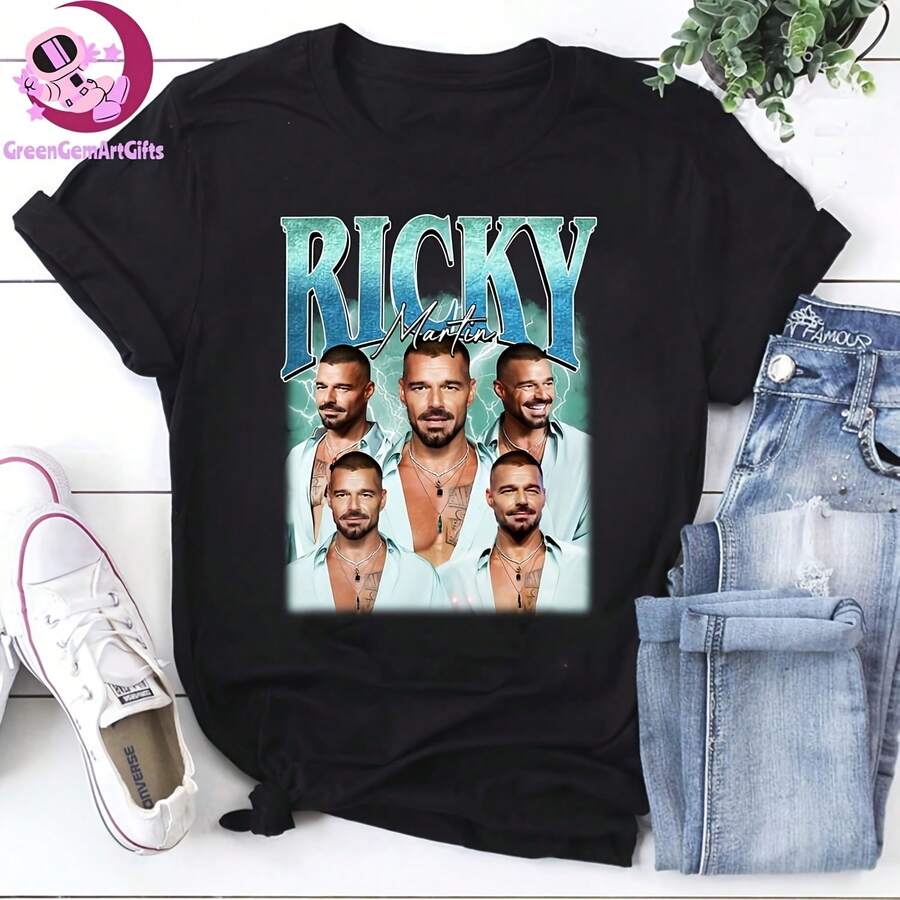 Camiseta pirata vintage de Ri , camiseta retro de concierto, regalo para fans de Ri , camiseta estética Y2K, camiseta Livin' La Vida Loca, regalo para ella - Negro - Ver 1