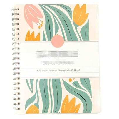 Women'S 52-Week Bible Study Planner & Workbook Bundle: The Bible In A Year - Spiral Bound Daily Bible Reading Plan With Note-Taking Space, Guided Reading Schedule, Elegant Pastel Floral Design & Pen Loop - A5 Size (8.27"X5.83") For Christian Devotio