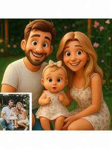 1pc Customized Cartoon Portrait Canvas Painting - Upload Your Photo, Gift For Family, Friends, Couples - Artistic Home Decor, Suitable For Living Room, Bedroom, Office - Unique Birthday And Holiday Gift, Indoor Decoration, Christmas Present - Multicolor - View 16