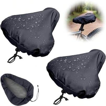 自行车座垫防雨罩，防水自行车座垫套 - 防紫外线，防尘户外自行车座垫保护套，带抽绳，适用于山地车/公路车/电动自行车