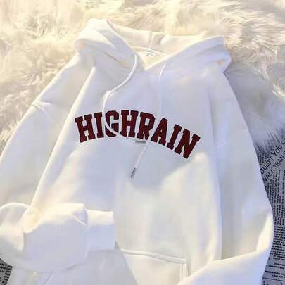 Sudadera con capucha suelta de estilo americano, letra coreana, unisex, otoño invierno, conjunto versátil para parejas, chaqueta casual