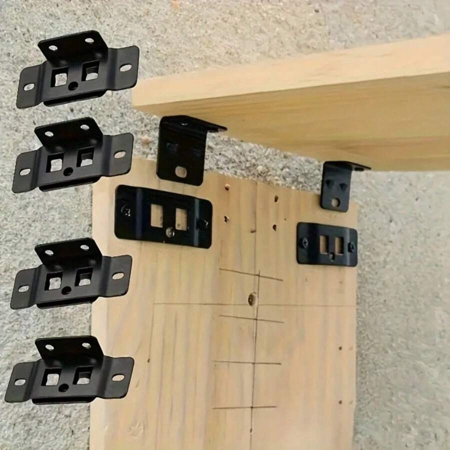 10 piezas Soportes de conexión de muebles de instalación rápida, soportes de esquina de alta resistencia, conectores de esquina de muebles de acero inoxidable con tornillos, adecuados para cajones, gabinetes, mesas y sillas - A - Ver 1