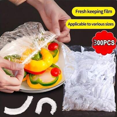 300pcs Odor-Proof Disposable Food Packaging - Transparent, Stretchable, Elastic - Ideal For Kitchen And Restaurant Use - Protects Leftovers And Prevents Dust - Fits All Plate Sizes