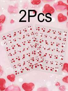 2张/套 粉色爱心美甲贴纸 5D立体浮雕情人节美甲贴纸 自粘红色粉色爱心美甲贴花 女士女孩情侣美甲DIY用品 2张 - 彩色 - 查看 10