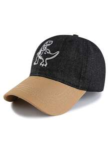 儿童牛仔棒球帽，恐龙鸭子图案帽檐帽，做旧幼儿遮阳帽，卡通户外遮阳帽，春秋新款 - 1PC - 查看 15