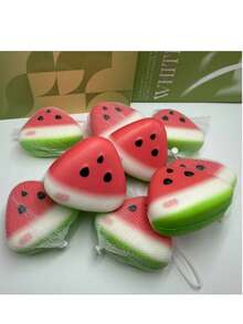 1个西瓜造型挤压减压球，柔软慢回弹水果减压玩具，可爱挤压玩具 - 彩色 - 查看 8