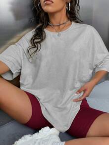 Home Casual Crew Neck T-Shirt Shorts Set - Multicolor - View 2