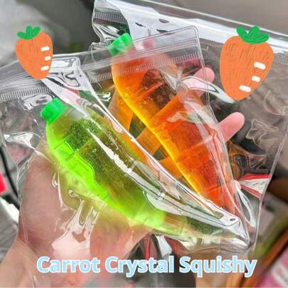 2026 New Hot Selling 1pc Colorful Carrot Squishy Toy, Translucent Carrot Shaped, Soft & Slow Rising, Malt Vegetable Squeeze Toy, Perfect Gift For Birthday, Valentine's Day, Easter