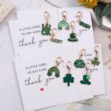 12pcs Green Keychain Set, St. Patrick's Day Pocket Hugs Gift Pack, Lucky Pocket Token Thank You Cards, Irish Holiday Party Favors With Clover, Shamrock, Green Hat, Rainbow And Pot Of Gold Decorations. Suitable For Men And Women, For Handbags, Coin Purses, Backpacks And Car Keys. Thank You Gifts, Party Favors And Friendship Gifts For Family, Friends, Students And Colleagues. - Multicolor - View 2