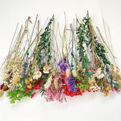 春季波西米亚风干花 | 混合长茎干花，适合制作花束、波西米亚新娘装、婚礼、伴娘装 | 植物材料，也适合圣诞节、情人节、母亲节、六月等节日