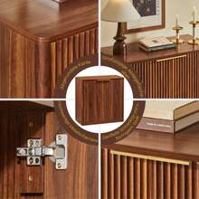 Modern Sideboard With Vertiefungspanelen & Höhenverstellbaren Ablagen, TV-Schrank Oder Buffet Für Wohnzimmer & Esszimmer, Wasserfeste Platte, 120x40x76 Cm, Brown - Brown - View 4