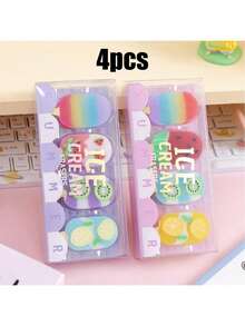 4 piezas de gomas de borrar con forma de helado de dibujos animados, colores aleatorios, suministros para estudiantes - Conjuntos - Ver 9