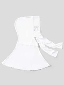 1件装女士纯色水钻蝴蝶结马来头巾，多功能百搭头巾，透气柔软头巾 - 彩色 - 查看 5