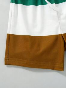 3pcs/Set Boys' Casual Solid Color Elastic Waist Drawstring Straight Leg Shorts, Spring/Summer - Multicolor - View 7
