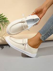 Four Seasons Slip-On Unisex Canvas Shoes Are Comfortable And Versatile With Low-Top Shoes With Soft SolesThe Size Runs Half A Size Larger. - 升級米色 - 查看 3