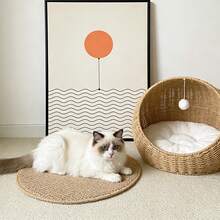 1pc Earthy Brown Pineapple Pattern Mat, Faux Jute Pineapple Texture Material, Suitable For Cat/Dog Beds, Crawling Mats, Sleeping Pads And Other Multipurpose Mats. Mat/Tablecloth/Soft & Comfortable, Spring/Summer New Item, Holiday Decor - Multicolor - View 3