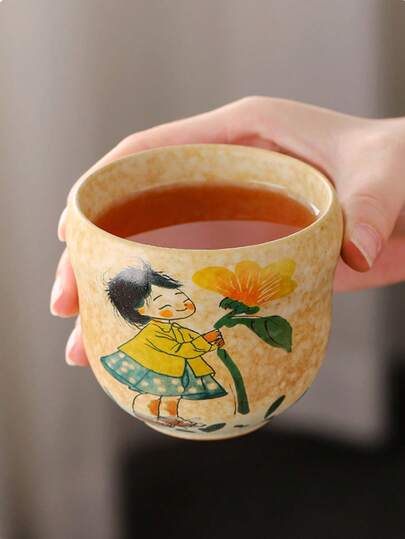 1pc Ceramic Ombre Soda Cup, Suitable For Family Gatherings, Party Festivals, Personal Cup, Breakfast Cup, Gargle Cup, Milk Cup