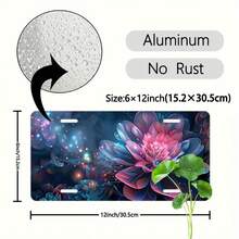 6x 12inch (15.2x 30.5cm ) Aluminum License Plate Frame With 4 Holes - Stable And Durable With Vibrant Flower Design - A - 查看 3