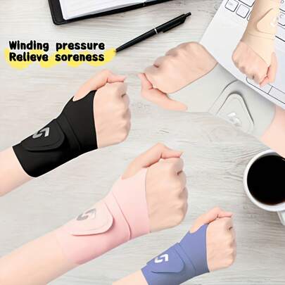 腕部支撑压缩带和腕套，适用于健身、举重、运动保护、预防扭伤、缓解疼痛，可调节，随时随地佩戴。