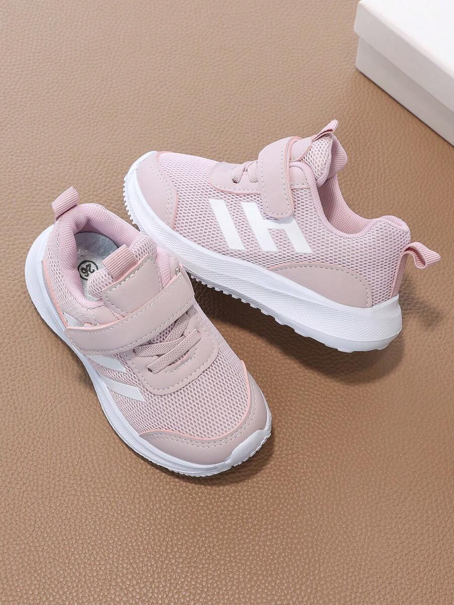 1双女童粉色网面运动鞋，魔术贴设计，方便穿脱，透气柔软鞋底，适合春秋季节的公主风休闲跑步鞋，超轻EVA材质，穿着舒适。下单时请参考尺码表。 - 粉色 - 查看 1