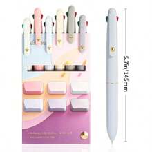 Multicolor Pens 4-In-1 Colored Ballpoint Pen 0.5mm Fine Point Smooth Writing Nurse Accessories For Work Gifts For Teen Girls 6-Count - 6 件莫蘭迪 - 查看 3