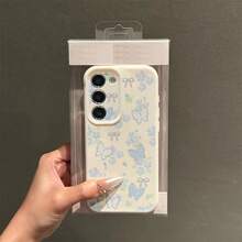 1pc TPU Material Blue Mist Floral Butterfly Pattern Fashion Protective Phone Case Compatible With Samsung/A05s/A12/A13/A14/4G/A15/A21s/A23/A25/A32/5G/A34/A35/A50s/A51/A52/A53/A54/A55/A71/A72/A73/S10/S20FE/S20Ultra/S21Ultra/S22/S22Plus/S23/S24, Redmi 10C/12C/Note10/11/12/13/ProPlus/Note8/9Pro, Full Coverage Anti-Drop Soft Shell Phone Cover - White - View 2