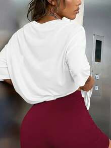 Home Casual Crew Neck T-Shirt Shorts Set - Red and White - View 4