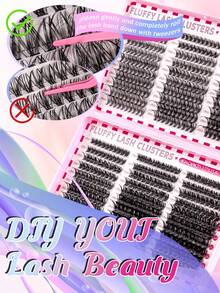 600/620 Clusters False Eyelashes Set, Mixed 30D 40D 50D 60D 80D 100D 0.07mm Soft Synthetic Mink Eyelashes 8-18mm, Natural Voluminous 3D Reusable Russian Lashes, Suitable For Beginners Home DIY - 黑色 - 查看 4