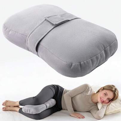 Almohada de rodilla para personas mayores, almohada de apoyo para piernas para dolor de cadera y espalda, felpa, cinturón deón y lavable aáquina