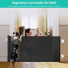 Puerta De  Retráctil Para Bebés Expandible 78x130cm - Negro014 - Ver 4