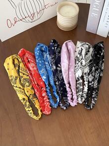 1pc Retro American Cashew Wide Elastic Headband, Criss-Cross Design, Unisex, Multi-Color, Fashion & Versatile Fashion Hair Accessories Women Hair Band - Multicolor - View 1