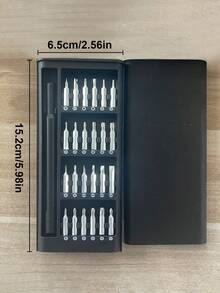 25-In-1 Mini Screwdriver Set With Flathead, And Pozidriv Bits - Ideal For Electronics, Mobile Phones, Computers, Glasses, Watches, And Jewelry Repair - Durable Plastic, No Battery Needed, Precision Tool Kit|Compact Screwdriver Set|Durable Plastic Handle, Screwdriver Set - Black - View 4