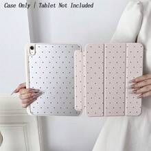 1pc Book-Style Pink & Gray Polka Dot Protective Case - Flip Cover Design With Multi-Angle Stand, Minimalist Polka Dot Pattern Protective Case With Pencil Slot, Compatible With IPad 10.9/10.2/Air 5th Gen/Pro 11/10th Gen/9.7/Air 2/IPad (7th Gen)/IPad (8th Gen)/IPad Air 4/5/IPad Pro 11/IPad 10th Gen 10.9" 2022/IPad Air 13" (M3 2025) - Multicolor - View 1