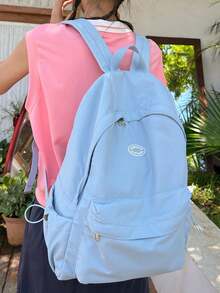 15.6英寸男女通用尼龙笔记本电脑背包，适合旅行、上学，男女皆宜 - 藍色 - 查看 5