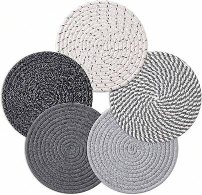 7 Inch Heat Resistant Trivets Set Of 5 Hot Pads For Kitchen Dining Gray