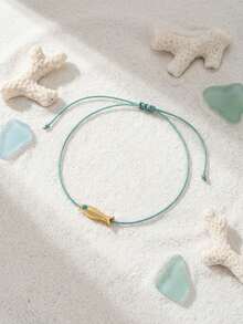 Fashionable Minimalist Woven Fish Adjustable Anklet, Suitable For Daily Wear And Beach Vacation, Gift - Gold - View 2