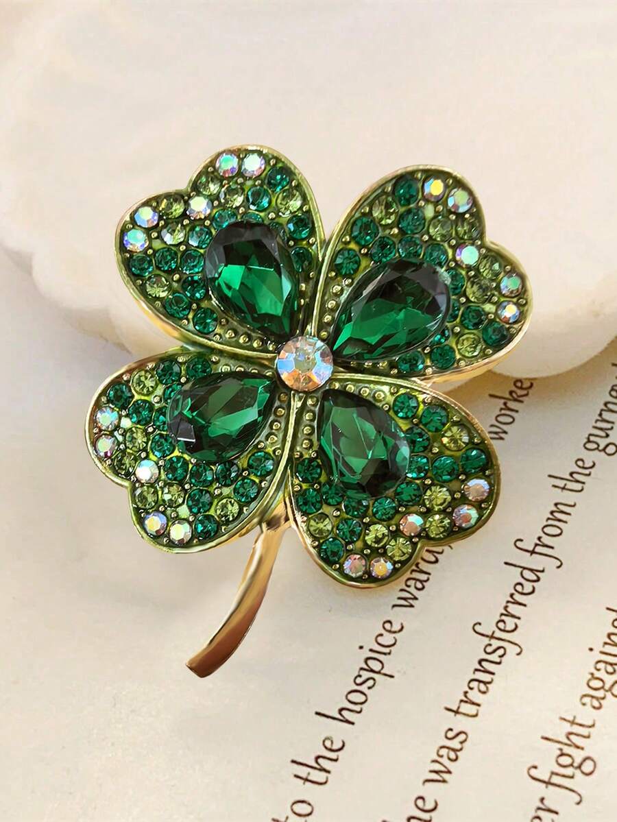 Elegant Floral Brooch, High-End Green Exquisite Quality Lapel Pin, Chic Accessory For Blazer - Green - View 1