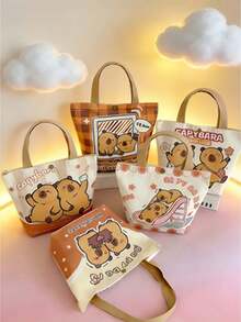Cute Capybara Canvas Tote Bag, Birthday Party Gift Bag, Lucky Gift Bag - Multicolor - View 2