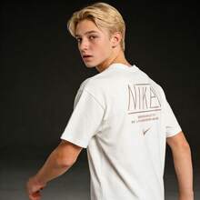 Nike Sportswear Essentials 系列极简字母印花罗纹透气圆领短袖 T 恤，白色 - 白色 - 查看 6