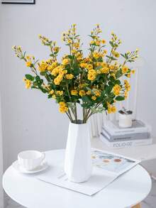 1pc Artificial Rose Flower Bouquet, Home Vase Decor, Wedding Decoration, Outdoor Garden Decor, Birthday Party Prop - Yellow - View 6