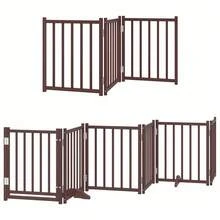vidaXL 9-Piece Dog Gate With Door Foldable Brown 450 Cm Poplar Wood - Einheitsgröße - Übersicht 3