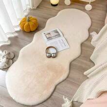 New Spring/Summer Faux Rabbit Fur Wavy Solid Color Cream Decorative Carpet. Soft, Smooth, Nordic Minimalist Style, High-Quality Polyester Plush Carpet Mat, Suitable For Garden, Bedroom, Living Room, Princess Room Decor - 1PC - View 13