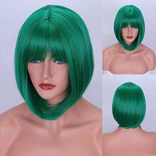 1pc Fashion Women's Bobbed Wig With Bangs, Colorful Anime Cosplay Wig For Party, Available In Pink, Green, Black, Gold, Red, Brown, Blue, White, Purple, Orange, Yellow, Rainbow And Other Vibrant Colors, Suitable For Holidays, Anime Conventions, Celebrations, Daily Wear, Also Makes A Great Birthday Gift. Retro 80s Punk Rock Style Wig Also Available. - Nhiều màu - Xem 6