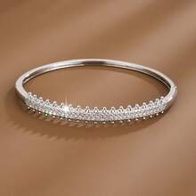 1 chiếc vòng tay thời trang nữ thiết kế hình bánh răng hình học, đính đá Cubic Zirconia. - Nhiều màu - Xem 5
