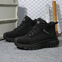男士四季高帮徒步靴 - 黑色 - 耐磨全地形抓地鞋底，系带踝部支撑和缓震鞋垫 - 四季户外款 - 黑色 - 查看 3
