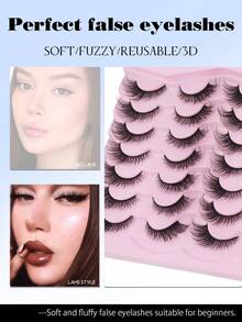 A Set Of Fourteen Pairs Of Pink Under-Eye Extensions, Featuring The Allure Of The Demon's Eyes With Fluffy Lashes, Naturally Long And Thick, Beautifully Curved In 3D, Reminiscent Of Russian-Style Voluptuousness. - Cat Eye Lashes - View 3