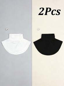 Set de 2 cuellos de camisa a rayas de cuello alto unisex, accesorio de moda para capas, cálido y cómodo - Estilo 2 - Ver 4