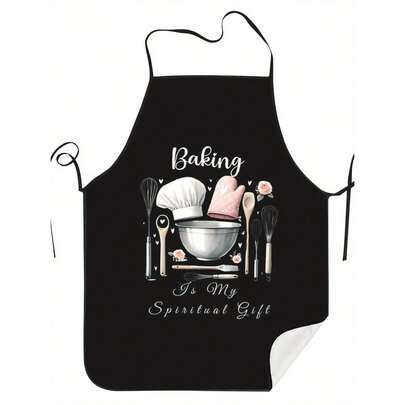 Baking Is My Spiritual Apron With Kitchen Utensils Print - Adjustable Unisex Cooking Apron Suitable For, Cake Decorating & Pastry Making - Retro Baking Apparel